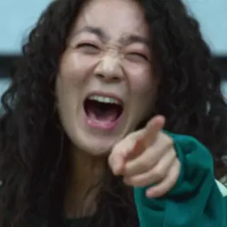 😐 27f39f48 phụ nữ, chỉ, tức giận, Squid Game, nhân vật telegram sticker