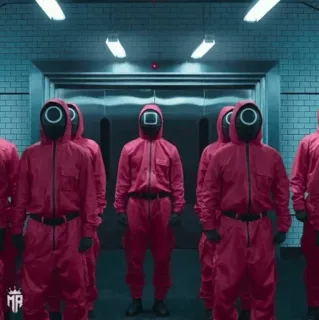 😐 46ca9262 Squid Game áo liền quần đỏ, người đàn ông đeo mặt nạ, Squid Game, Netflix, phim truyền hình Hàn Quốc telegram sticker