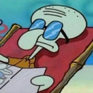 ⚓️ 5f5ca6be Squidward Tentacles SpongeBob SquarePants Сквидвард, мультфильм, чтение, пляж, отдых telegram sticker