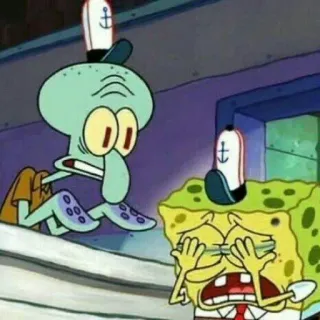 ⚓️ 9e321de1 Spongebob Spongebob Squarepants Мультфильм, Nickelodeon, Сквидвард, Плачет, Мем telegram sticker