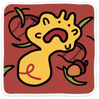 🐿️ 0029a401 cartoon, abstract, acorn, yellow, whimsical, doodle, illustration telegram sticker