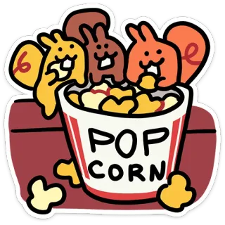 🌽 3b464fd0 POP CORN squirrels, popcorn, food, animals, snack, cartoon, cute telegram sticker