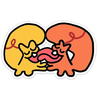 🐿️ b84c6bba kissing, cartoon, cute, love, relationship, two characters telegram sticker