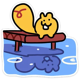 😐 04efe916 松鼠, 动物, 卡通, 可爱, 湖, 水, 倒影 telegram sticker