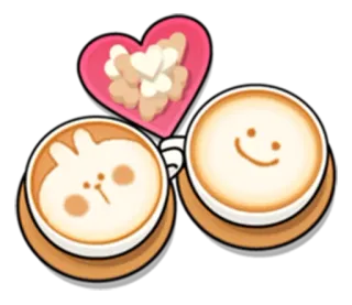 ❤ 455c13b2 kawa, latte art, słodkie, królik, uśmiech, serce, ciastka telegram sticker