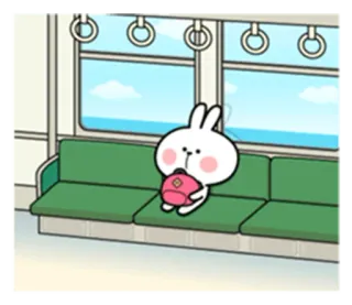 🚌 4b5689c4 królik, pociąg, słodki, kawaii, zwierzę, zajączek telegram sticker