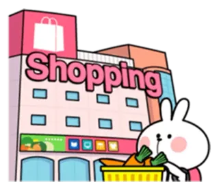 🎁 5b6157fd Shopping Zakupy, Królik, Budynek, Marchewki, Rynek, Sklep, Kreskówka, Słodkie telegram sticker