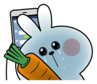 😢 7adafa0c królik z kreskówki, płacz, marchewka, smutny, naklejka telegram sticker