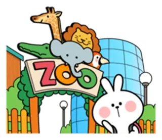 🎪 833082df ZOO Zoo, Zwierzęta, Kreskówka, Słodkie, Żyrafa, Lew, Słoń, Królik telegram sticker