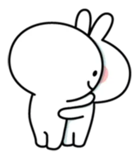 😊 9fc57fc5 postać, słodki, kreskówka, przytulanie, królik, biały, emoji telegram sticker