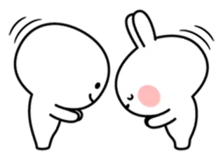 ✋ c0aa254d Kreskówka, Postać, Uroczy, Królik, Ukłon, Powitanie telegram sticker