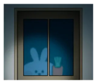 😖 c57c9322 królik, okno, marchewka, słodki telegram sticker