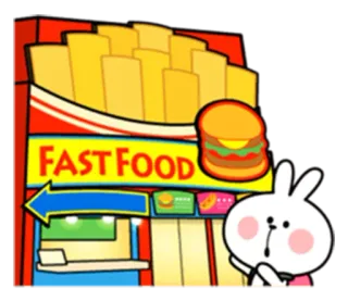 🍕 d81392c4 FAST FOOD fast food, frytki, burger, restauracja, królik z kreskówki, słodki telegram sticker
