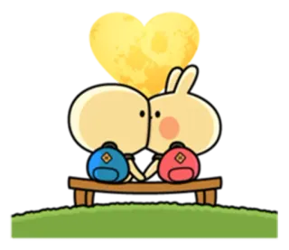 😘 e4f06300 Kreskówka, Królik, Miłość, Uroczy, Para, Całowanie telegram sticker