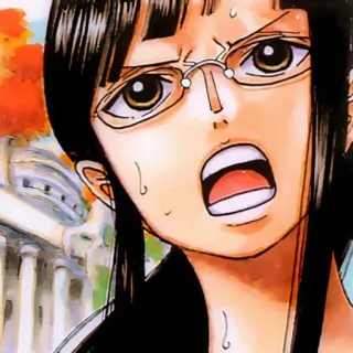 🌟 330a04e7 Nico Robin One Piece Nico Robin, One Piece, Anime, Manga, Karakter, Kacamata, Keringat telegram sticker
