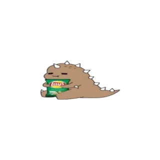 🍟 9d7a7756 dinosaurus, cartoon, chips, lays, eten, schattig, snack telegram sticker