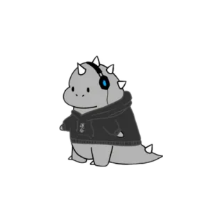 🎶 c91787a5 運命 dinosaurus, anime, koptelefoon, hoodie, schattig, chibi telegram sticker