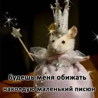 🧚‍♀️ 4f140c13 будешь меня обижать 
наколдую маленький писюн หนู, นางฟ้า, มงกุฎ, เวทมนตร์, ตลก telegram sticker