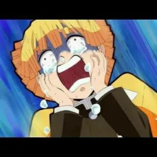 🍃 16aaa964 Zenitsu Agatsuma Demon Slayer anime, menangis, takut, Demon Slayer, Zenitsu telegram sticker