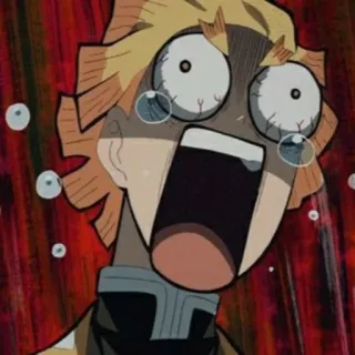 🍃 55159e96 Zenitsu Agatsuma Demon Slayer anime, takut, menangis, terkejut, Demon Slayer telegram sticker