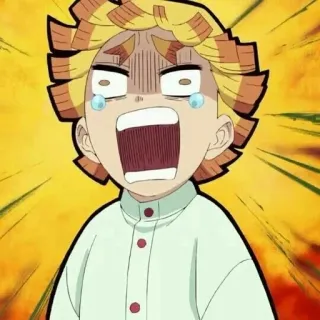 🍃 883861ac Zenitsu Agatsuma Demon Slayer anime, takut, menangis, Demon Slayer, Zenitsu, karakter telegram sticker