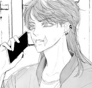 👀 500f96f2 Anime, Telefone, Brincos, Retrato, Homem, Esboço telegram sticker