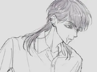 😶 5c3fc990 homem, esboço, desenho, retrato, brincos telegram sticker