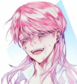 😶 655f2add Anime, Cabelo rosa, Sangue, Assustador, Fanart, Mangá telegram sticker