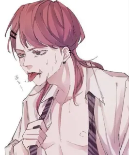 🙄 84e971cb あち Anime, Suor, Língua, Sem camisa, Cabelo rosa, Atraente telegram sticker