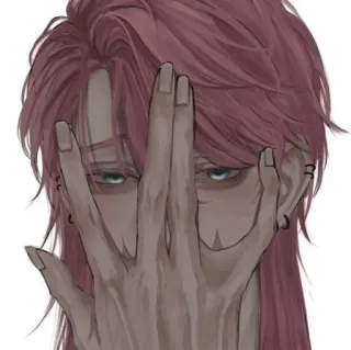 🙄 9e1a4a85 Anime, Retrato, Ilustração, Arte digital, Personagem, Cobertura facial, Cabelo rosa telegram sticker