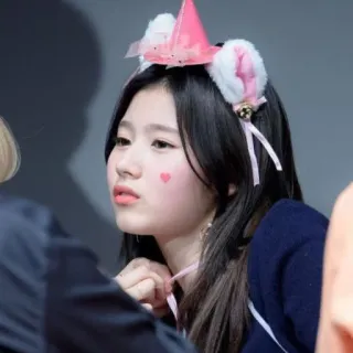 🍭 db24d8a5 personne, fille, oreilles de chat, chapeau de fête, mignon, rose telegram sticker