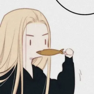 🖋 1a043893 nourriture, dessin animé, personnage, manger, poisson telegram sticker