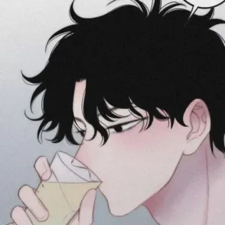 🍶 9cef3e2f Anime, Boire, Mâle, Animation, Portrait, Art telegram sticker