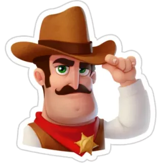 👨‍✈️ 019678c5 Cowboy, Shérif, Chapeau, Badge, Western, Moustache telegram sticker