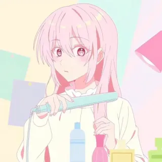 🎀 25e3f0c2 Anime, Fille, Cheveux roses, Dessin animé, Soin des cheveux telegram sticker