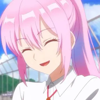 🛍 276e0875 animé, fille, souriante, cheveux roses, dessin animé telegram sticker