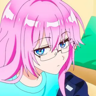 🛍 33c39b08 Anime, Manga, Cheveux roses, Fille, Lunettes, Dessin animé telegram sticker