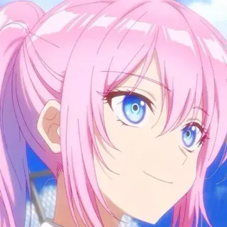 🎀 3d19fd9e animé, cheveux roses, yeux bleus, mignon, fille, dessin animé, manga, personnage telegram sticker