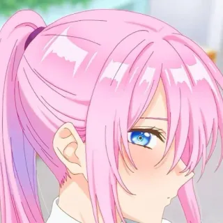 🎀 4707b907 Anime, Cheveux roses, Yeux bleus, Femme, Mignon, Dessin animé, Portrait telegram sticker