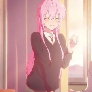 🎀 6614ff19 Anime, Fille, Uniforme scolaire, Cheveux roses telegram sticker