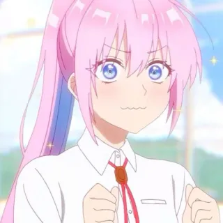 🛍 66d35005 Fille anime, Cheveux roses, Mignon, Kawaii, Personnage anime, Uniforme scolaire, Souriant telegram sticker