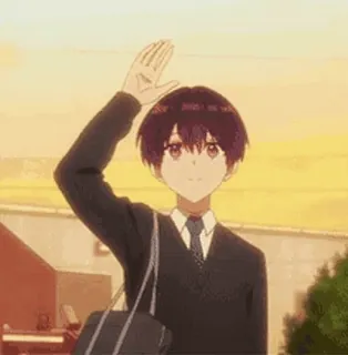 👋 69dfac57 Anime, Anak laki-laki, Ombak, Sapaan, Seragam sekolah telegram sticker