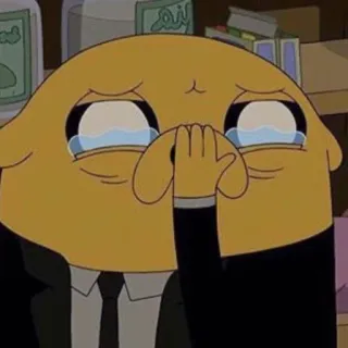 😢 bbce5563 Jake the Dog Adventure Time menangis, sedih, air mata, kartun, karakter, emosi telegram sticker