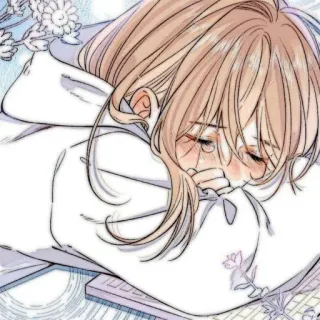 🧸 584a0d23 자는, 귀여운, 애니메이션, 소녀, 카와이, 외로운, 피곤한 telegram sticker