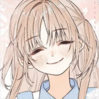 🍓 72f56275 Anime, Mädchen, lächelnd, süß, Cartoon, Manga, Illustration whatsapp sticker