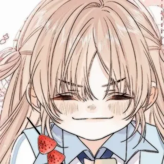 🍓 8ac7cf52 Anime Mädchen, Cartoon, Erdbeere, Süß, Kawaii, Illustration whatsapp sticker