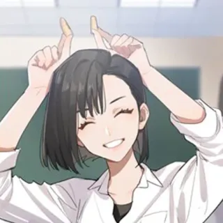 🧸 494937c2 Anime, Kreskówka, Uśmiech, Dziewczyna, Szczęśliwy telegram sticker