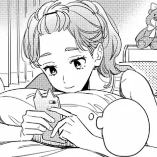 🧸 946c29cf Anime, Dziewczyna, Telefon, Słodkie, Kreskówka, Rysunek telegram sticker