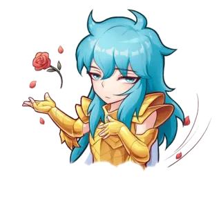 🌹 9b9caa21 อนิเมะ, ตัวละคร, จิบิ, ดอกกุหลาบ, ชุดเกราะ telegram sticker