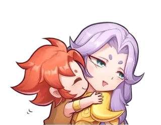 😘 c7c4d3d9 อนิเมะ, จิบิ, การ์ตูน, กอด, น่ารัก, ตัวละคร telegram sticker